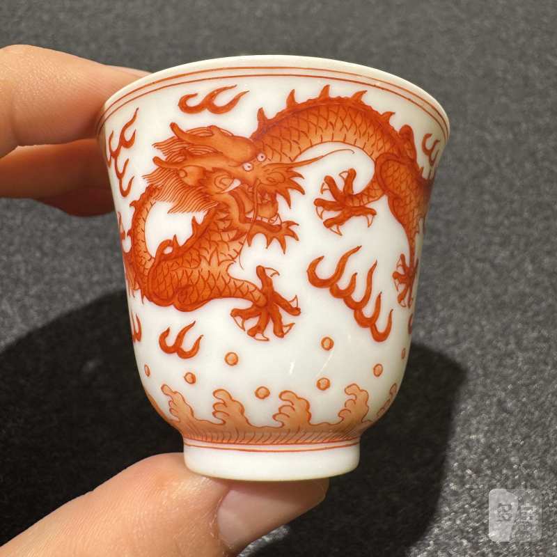 清光绪 矾红云龙纹杯 - 图4